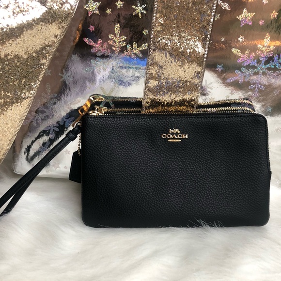 Coach Handbags - Coach NWT Large Black Leather Wristlet